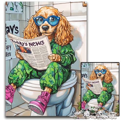 1000-teiliges Puzzle „Cocker Spaniel Go Toilet“ aus Pappe, Puzzle für Erwachsene, Denksportaufgabe und Heimdekoration, 26x38cm/10,23x14,96 Zoll 1000-teiliges Puzzle „Cocker Spaniel Go Toilet“ aus Pappe, Puzzle für Erwachsene, Denksportaufgabe und Heimdekoration, 26x38cm/10,23x14,96 Zoll von RZFWJL