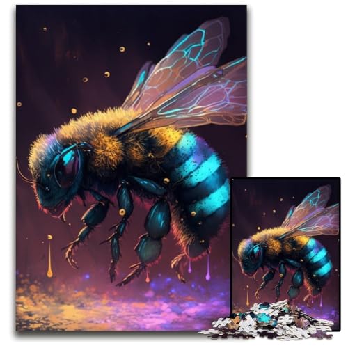 1000-teiliges Puzzle „Fantasy Bee“ aus Pappe, pädagogisches Denkspiel, künstlerische Heim- und Bürodekoration, ab 14 Jahren, 26x38cm/10,23x14,96 Zoll von RZFWJL