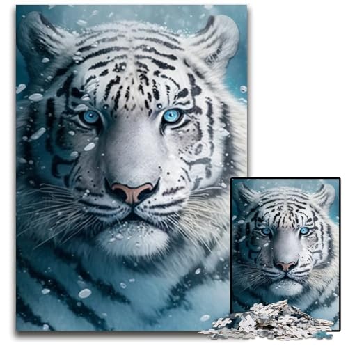 1000-teiliges Puzzle „Fantasy Tiger“ aus Pappe, pädagogisches Denkspiel, künstlerische Heim- und Bürodekoration, ab 14 Jahren, 26x38cm/10,23x14,96 Zoll von RZFWJL
