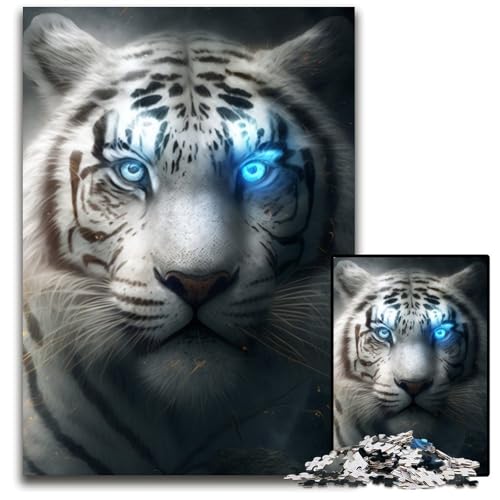 1000-teiliges Puzzle „Fantasy Tiger“ aus Pappe, pädagogisches Denkspiel, künstlerische Heim- und Bürodekoration, ab 14 Jahren, 26x38cm/10,23x14,96 Zoll von RZFWJL