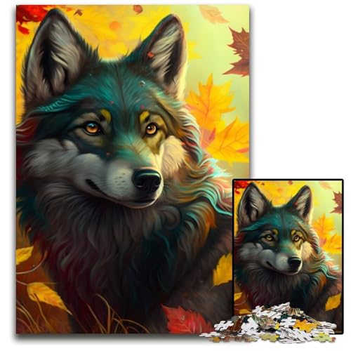 1000-teiliges Puzzle „Fantasy Wolf“ aus Pappe, pädagogisches Denkspiel, künstlerische Heim- und Bürodekoration, ab 14 Jahren, 26x38cm/10,23x14,96 Zoll von RZFWJL
