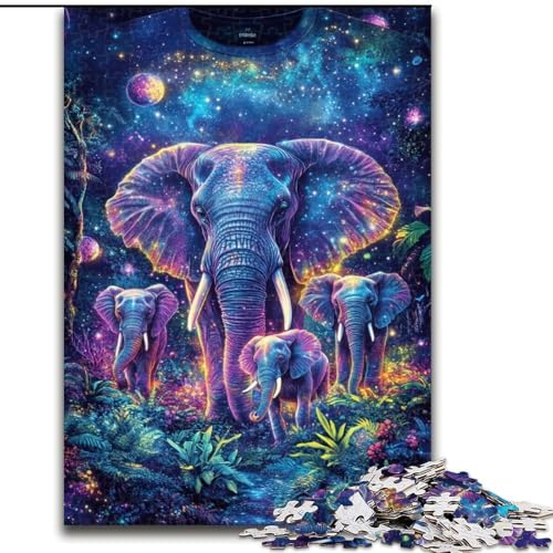1000-teiliges Puzzle Galaxie-Elefant, entspannendes intellektuelles Lernspielzeug, Geburtstagsgeschenk, Geschenke, Wandkunst (Größe 50x75cm) von RZFWJL