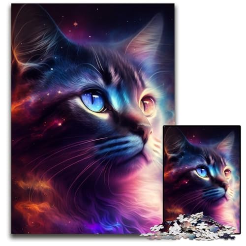 1000-teiliges Puzzle-Geschenk, Fantasy-Katze, unmögliches Puzzle für Erwachsene für Feiertage, Geburtstage und Familienspieleabende, 26x38cm/10,23x14,96 Zoll von RZFWJL