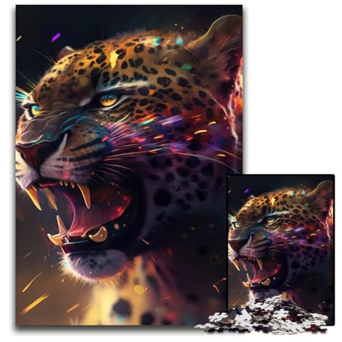 1000-teiliges Puzzle-Geschenk, Fantasy-Leopard, schwierige Puzzles für Erwachsene, Geburtstage und Feiertage, 50x75cm/19,68x29,52 Zoll 1000-teiliges Puzzle-Geschenk, Fantasy-Leopard, schwierige Puzzles für Erwachsene, Geburtstage und Feiertage, 50x75cm/19,68x29,52 Zoll von RZFWJL