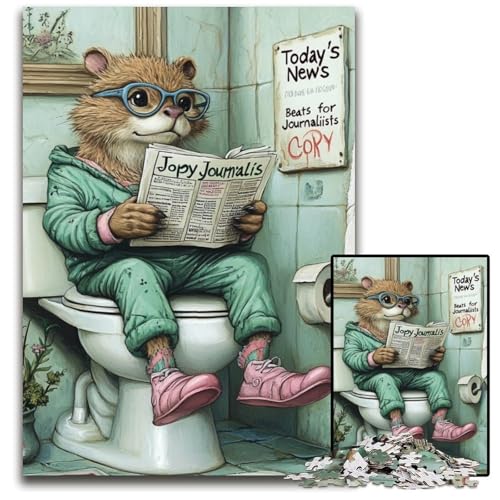 1000-teiliges Puzzle-Geschenk „Otter Go Toilet“, unmögliche Puzzles für Erwachsene für Feiertage, Geburtstage und Familienspieleabende, 50x75cm/19,68x29,52 Zoll von RZFWJL
