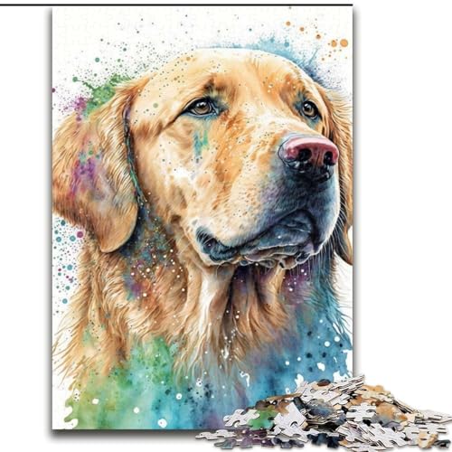 1000-teiliges Puzzle Golden Retriever aus Holz, anspruchsvolles Denkspiel für Teenager, Spaß für den Familienspielabend, 1000 Teile(50x75cm) von RZFWJL