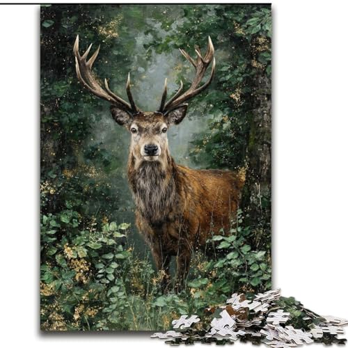 1000-teiliges Puzzle Hirsch, Spielspielzeug, jedes Teil ist einzigartig – anspruchsvolles Familienspiel für Kinder ab 14 Jahren (Größe 26x38cm) von RZFWJL