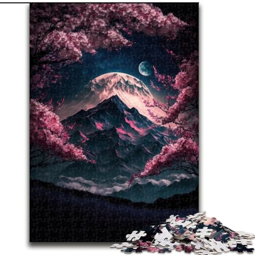 1000-teiliges Puzzle Japanische Kirschblüten aus Holz, anspruchsvolles Denkspiel für Teenager, Spaß für den Familienspielabend, 1000 Teile(50x75cm) von RZFWJL