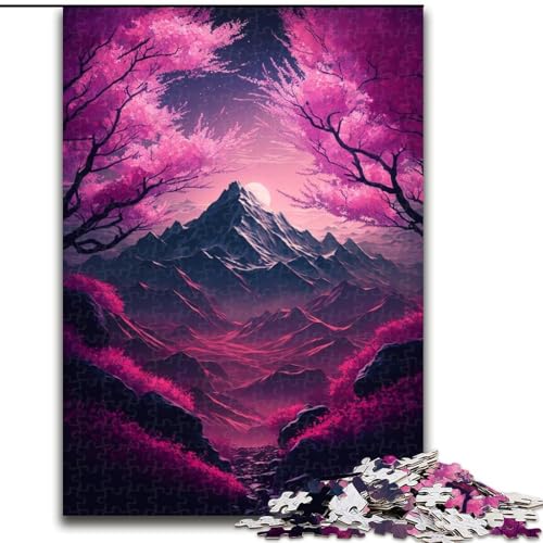 1000-teiliges Puzzle Japanische Landschaft in Neonfarben. Aus Pappe, Spaß für zu Hause, Geburtstagsgeschenk, Reisegeschenk. 1000 Stück(26x38cm) von RZFWJL