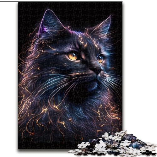 1000-teiliges Puzzle Magische Katze aus Pappe, lustige Aktivitäten für zu Hause, Geburtstagsgeschenk, Reisegeschenk, 1000 Stück(26x38cm) von RZFWJL