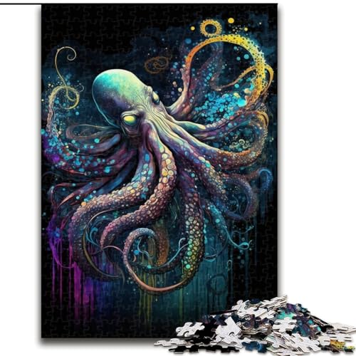 1000-teiliges Puzzle Magisches Oktopus-Puzzle aus Pappe, anspruchsvolles Denkspiel für Teenager, Spaß für den Spieleabend mit der Familie, 1000 Teile(26x38cm) von RZFWJL