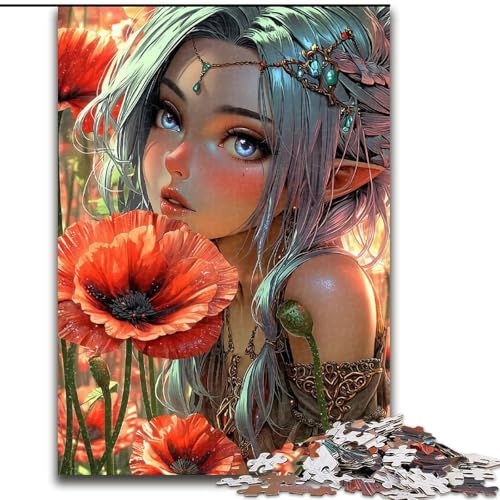 1000-teiliges Puzzle Mohnmädchen, Spielspielzeug, jedes Teil ist einzigartig – anspruchsvolles Familienspiel für Kinder ab 14 Jahren (Größe 50x75cm) von RZFWJL