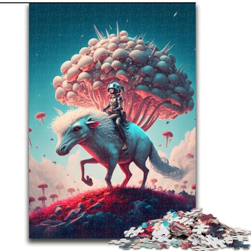 1000-teiliges Puzzle Pferde-Pilzfarm, Puzzle aus Holz, Spaß für zu Hause, Geburtstagsgeschenk, Reisegeschenk, 1000 Stück(50x75cm) von RZFWJL