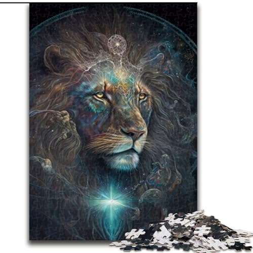 1000-teiliges Puzzle Starlight Visionary Lion aus Pappe, anspruchsvolles Denkspiel für Teenager, Spaß für den Spieleabend mit der Familie, 1000 Teile(26x38cm) von RZFWJL
