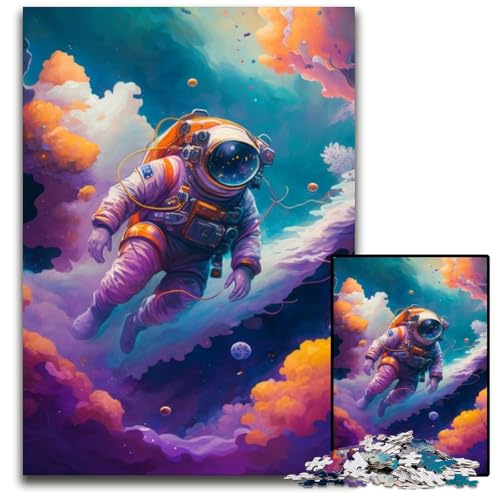 1000-teiliges Puzzle aus Holz mit Weltraum-Astronautenmotiv, pädagogisches Denkspiel, künstlerische Heim- und Bürodekoration, ab 14 Jahren, 50x75cm/19,68x29,52 Zoll von RZFWJL