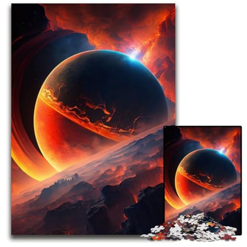 1000-teiliges Puzzle aus Karton mit Universum, Planeten und Landschaft, pädagogisches Denkspiel, künstlerische Heim- und Bürodekoration, ab 14 Jahren, 26x38cm/10,23x14,96 Zoll von RZFWJL