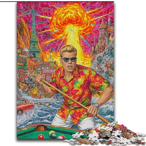 1000-teiliges Puzzle für Billard-Enthusiasten, Lernspielzeug für Jugendliche und Erwachsene, ganze Familie ab 14 Jahren (Größe 26x38cm) von RZFWJL