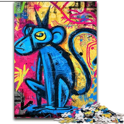 1000-teiliges Puzzle für Erwachsene, AFFE im Basquiat-Stil, Lernspiele, Heimdekoration ganze Familie (Größe 50x75cm) von RZFWJL