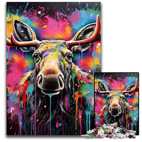 1000-teiliges Puzzle für Erwachsene, Alpaka-Holzpuzzle, interaktives Familienspiel, Denksportaufgabe, Lernspielzeug, 50x75cm/19,68x29,52 Zoll von RZFWJL