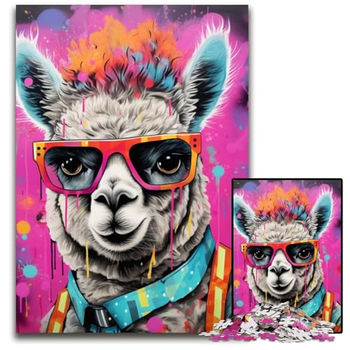 1000-teiliges Puzzle für Erwachsene, Alpaka-Karton-Puzzle, interaktives Familienspiel, Denksportaufgabe, Lernspielzeug, 26x38cm/10,23x14,96 Zoll von RZFWJL