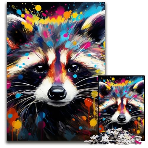 1000-teiliges Puzzle für Erwachsene, Art Raccoon, Holzpuzzle, interaktives Familienspiel, Denksportaufgabe, Lernspielzeug, 50x75cm/19,68x29,52 Zoll 1000-teiliges Puzzle für Erwachsene, Art Raccoon, Holzpuzzle, interaktives Familienspiel, Denksportaufgabe, Lernspielzeug, 50x75cm/19,68x29,52 Zoll von RZFWJL