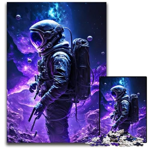 1000-teiliges Puzzle für Erwachsene, Astronaut, anspruchsvolle Puzzles, interaktives Familienspiel, DIY-Heimdekoration, Gehirn-Herausforderung, Geschenk, 26x38cm/10,23x14,96 Zoll von RZFWJL