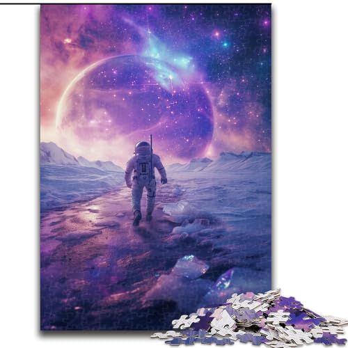 1000-teiliges Puzzle für Erwachsene, Astronaut auf dem Mond, Lernspiele, Heimdekoration, ganze Familie (Größe 50x75cm) von RZFWJL