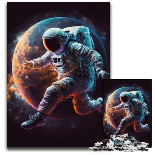 1000-teiliges Puzzle für Erwachsene, Astronaut spielt Basketball, Papppuzzle, interaktives Familienspiel, Denksportaufgabe, Lernspielzeug, 26x38cm/10,23x14,96 Zoll von RZFWJL