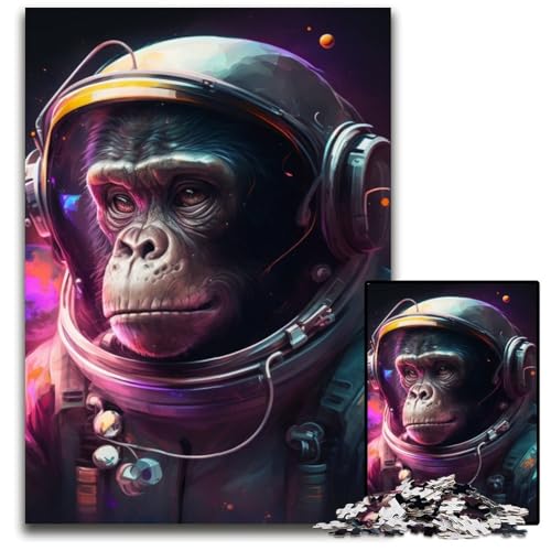 1000-teiliges Puzzle für Erwachsene, Astronauten-Schimpansen-Puzzles für Erwachsene, Lernspielzeug für Jugendliche, Heimbüro-Dekoration, 50x75cm/19,68x29,52 Zoll 1000-teiliges Puzzle für Erwachsene, Astronauten-Schimpansen-Puzzles für Erwachsene, Lernspielzeug für Jugendliche, Heimbüro-Dekoration, 50x75cm/19,68x29,52 Zoll von RZFWJL