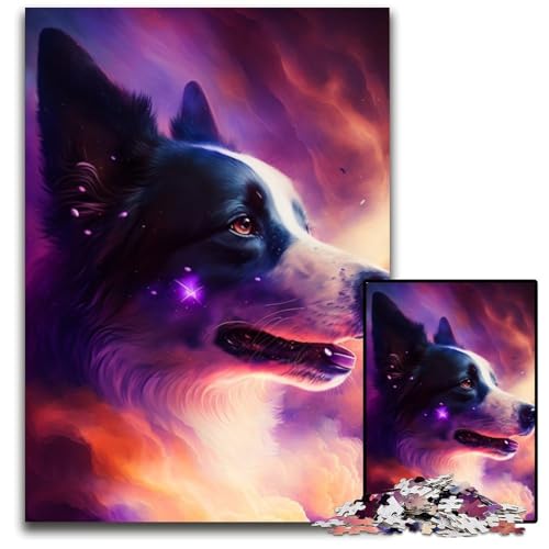 1000-teiliges Puzzle für Erwachsene, Border Collie Nebula, Papppuzzle für Erwachsene, Spaß bei Aktivitäten zu Hause, Geburtstagsgeschenk, Reisegeschenk, 26x38cm/10,23x14,96 Zoll von RZFWJL