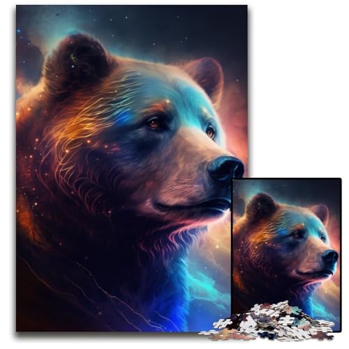 1000-teiliges Puzzle für Erwachsene, Braunbär-Puzzle aus Pappe, interaktives Familienspiel, Denksportaufgabe, Lernspielzeug, 26x38cm/10,23x14,96 Zoll von RZFWJL