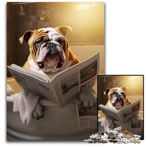 1000-teiliges Puzzle für Erwachsene, Bulldogge liest Zeitung, Puzzles für Erwachsene, Lernspielzeug für Jugendliche, Heimbüro-Dekor, 50x75cm/19,68x29,52 Zoll 1000-teiliges Puzzle für Erwachsene, Bulldogge liest Zeitung, Puzzles für Erwachsene, Lernspielzeug für Jugendliche, Heimbüro-Dekor, 50x75cm/19,68x29,52 Zoll von RZFWJL