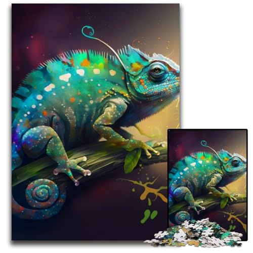 1000-teiliges Puzzle für Erwachsene, Chamäleon-Holzpuzzle, anspruchsvolles Denkspiel für Teenager, interaktives Familienspiel, 50x75cm/19,68x29,52 Zoll 1000-teiliges Puzzle für Erwachsene, Chamäleon-Holzpuzzle, anspruchsvolles Denkspiel für Teenager, interaktives Familienspiel, 50x75cm/19,68x29,52 Zoll von RZFWJL