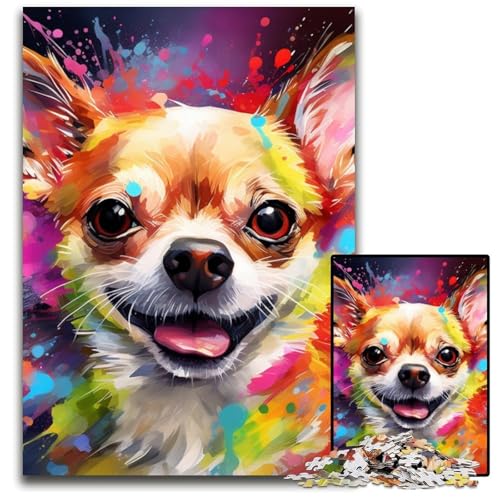 1000-teiliges Puzzle für Erwachsene, Chihuahua, Holzpuzzle für Erwachsene, Spaß bei Aktivitäten zu Hause, Geburtstagsgeschenk, Reisegeschenk, 50x75cm/19,68x29,52 Zoll 1000-teiliges Puzzle für Erwachsene, Chihuahua, Holzpuzzle für Erwachsene, Spaß bei Aktivitäten zu Hause, Geburtstagsgeschenk, Reisegeschenk, 50x75cm/19,68x29,52 Zoll von RZFWJL