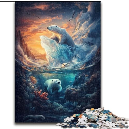 1000-teiliges Puzzle für Erwachsene, Eisbär-Puzzle, Spiel für Erwachsene, Geschenk, interaktives Familienspiel, Gehirn-Herausforderung, Geschenk, 50x75cm von RZFWJL