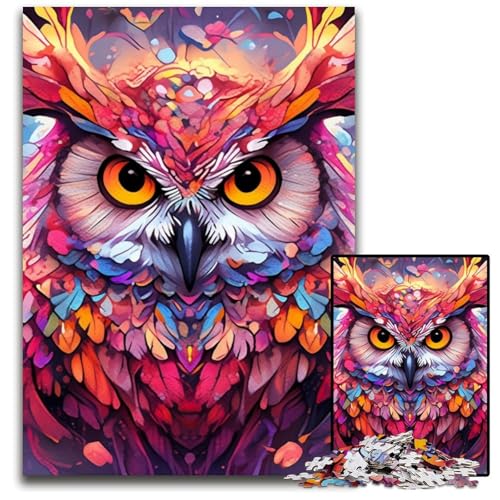 1000-teiliges Puzzle für Erwachsene, Eule, Holzpuzzle, interaktives Familienspiel, Denksportaufgabe, Lernspielzeug, 50x75cm/19,68x29,52 Zoll von RZFWJL