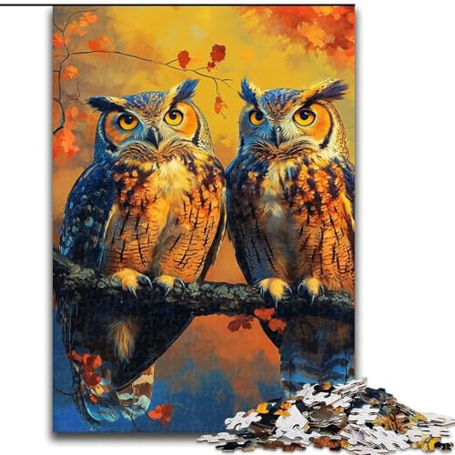 1000-teiliges Puzzle für Erwachsene, Eulen-Puzzle, Spiel für Erwachsene, Geschenk, interaktives Familienspiel, Gehirn-Herausforderung, Geschenk, 50x75cm von RZFWJL