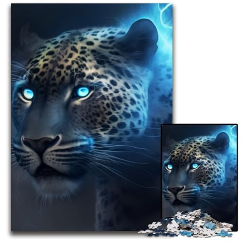1000-teiliges Puzzle für Erwachsene, Fantasie-Leopard, Holzpuzzle, anspruchsvolles Denkspiel für Teenager, unterhaltsames interaktives Spiel für die ganze Familie, 50x75cm/19,68x29,52 Zoll von RZFWJL