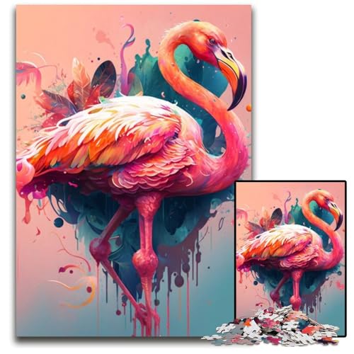 1000-teiliges Puzzle für Erwachsene, Fantasy-Flamingo, Karton-Puzzle, interaktives Familienspiel, Denksportaufgabe, Lernspielzeug, 26x38cm/10,23x14,96 Zoll von RZFWJL