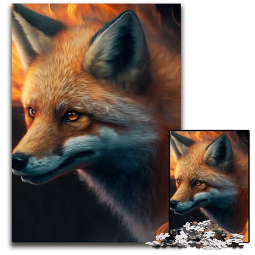 1000-teiliges Puzzle für Erwachsene, Fantasy-Fuchs, Holzpuzzle, anspruchsvolles Denkspiel für Teenager, unterhaltsames interaktives Spiel für die ganze Familie, 50x75cm/19,68x29,52 Zoll von RZFWJL