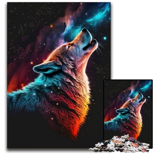1000-teiliges Puzzle für Erwachsene, Fantasy-Wolf, Holzpuzzle, interaktives Familienspiel, Denksportaufgabe, Lernspielzeug, 50x75cm/19,68x29,52 Zoll von RZFWJL