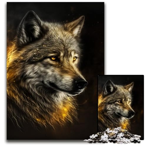 1000-teiliges Puzzle für Erwachsene, Fantasy-Wolf-Puzzles für Erwachsene, Lernspielzeug für Jugendliche, Heimbüro-Dekor, 50x75cm/19,68x29,52 Zoll von RZFWJL