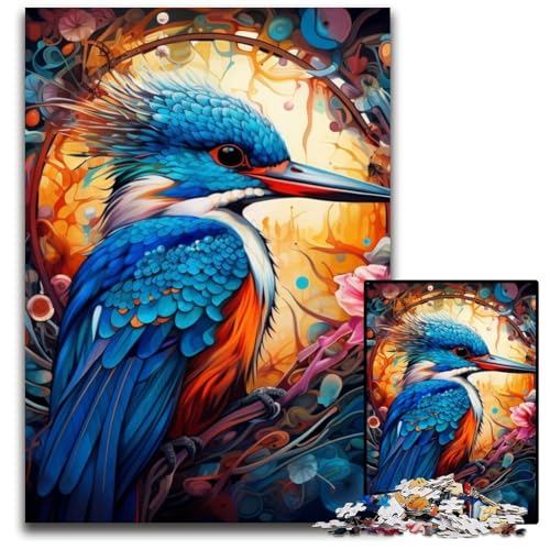 1000-teiliges Puzzle für Erwachsene, Farbvogel-Puzzle aus Pappe, interaktives Familienspiel, Denksportaufgabe, Lernspielzeug, 26x38cm/10,23x14,96 Zoll von RZFWJL