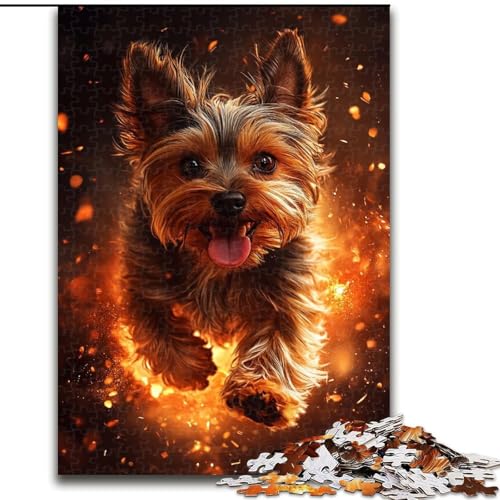 1000-teiliges Puzzle für Erwachsene, Flammen-Yorkshire-Terrier-Puzzle, Spiel für Erwachsene, Geschenk, Familien-Interaktives Spiel, Gehirn-Herausforderung, Geschenk, 50x75cm von RZFWJL