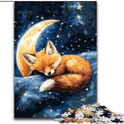 1000-teiliges Puzzle für Erwachsene, Fuchs auf dem Mond, anspruchsvolles Denkspiel für Teenager, perfekt als Heimdekoration oder Geschenk, 50x75cm von RZFWJL