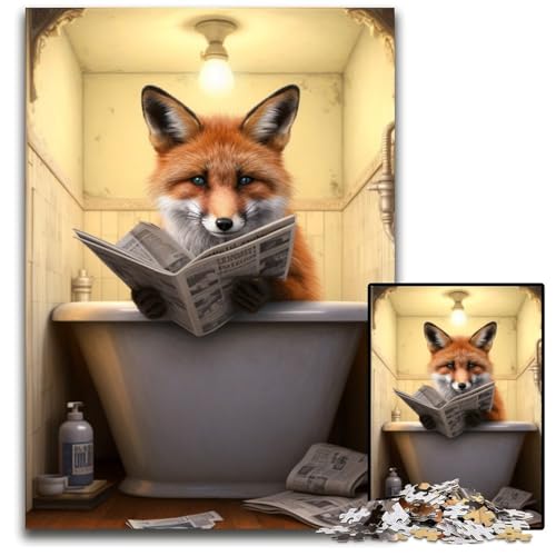 1000-teiliges Puzzle für Erwachsene, Fuchs liest Zeitung, Holzpuzzle, anspruchsvolles Denkspiel für Teenager, unterhaltsames interaktives Spiel für die ganze Familie, 50x75cm/19,68x29,52 Zoll 1000-teiliges Puzzle für Erwachsene, Fuchs liest Zeitung, Holzpuzzle, anspruchsvolles Denkspiel für Teenager, unterhaltsames interaktives Spiel für die ganze Familie, 50x75cm/19,68x29,52 Zoll von RZFWJL