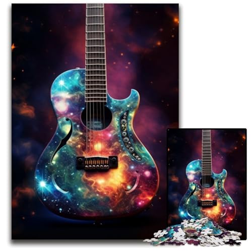 1000-teiliges Puzzle für Erwachsene, Galaxie-Gitarre, unmögliche Puzzles für Erwachsene, perfekte Dekoration für Zuhause oder das Büro, 50x75cm/19,68x29,52 Zoll von RZFWJL