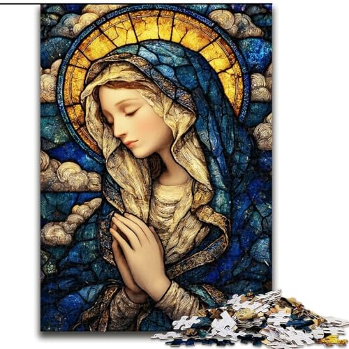1000-teiliges Puzzle für Erwachsene, Glasmalerei, Jungfrau Maria, Lernspiele, Heimdekoration, ganze Familie (Größe 50x75cm) von RZFWJL