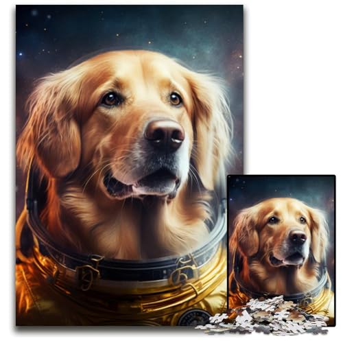 1000-teiliges Puzzle für Erwachsene, Golden Retriever-Puzzles für Erwachsene, Lernspielzeug für Jugendliche, Heimbüro-Dekoration, 26x38cm/10,23x14,96 Zoll von RZFWJL