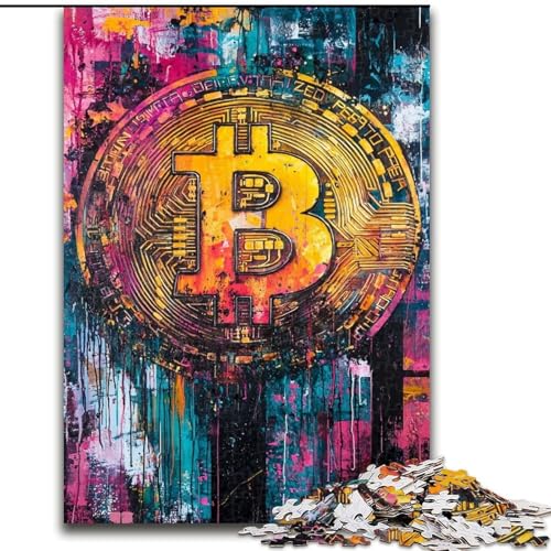 1000-teiliges Puzzle für Erwachsene, Graffiti-Bitcoin, Lernspiele, Heimdekoration ganze Familie (Größe 50x75cm) von RZFWJL